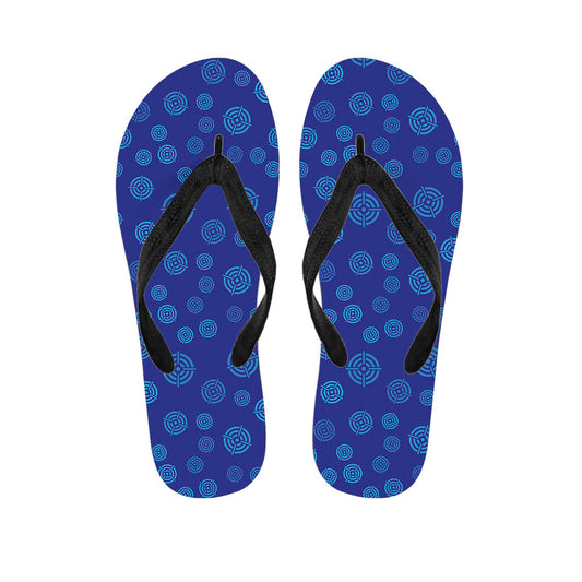 Blue Bullseye Hawaiian Pattern Flip Flops: Your Stylish Island Accessory - 1