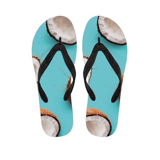Blue Coconut Pattern Hawaiian Flip Flops: The Perfect Addition to Your Island Outfit - 1