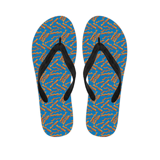 Blue Crispy Bacon Pattern Hawaiian Flip Flops: Perfect for Your Island Outfit - 1
