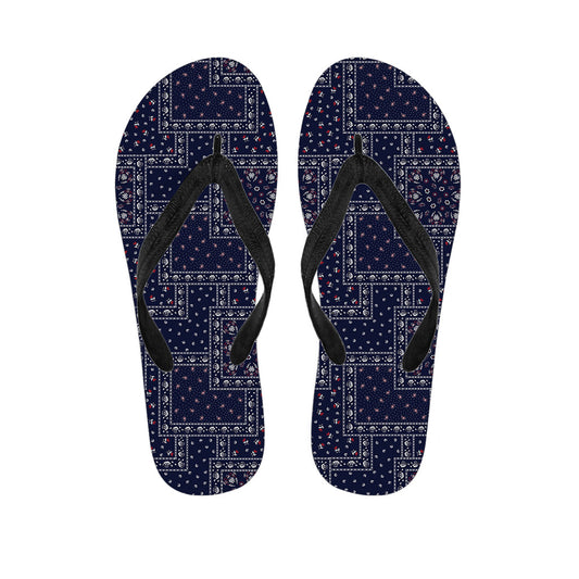 Blue Floral Patchwork Hawaiian Flip Flops: The Perfect Pairing for Your Island Attire - 1