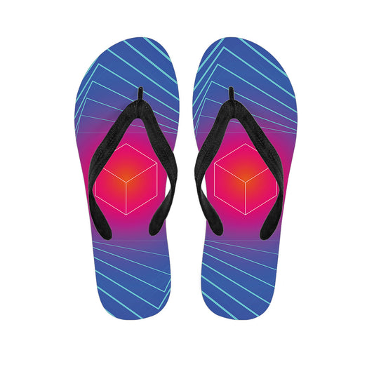 Blue Geometric Hawaiian Bliss Flip Flops: Elevate Your Outfit with Island Style - 1