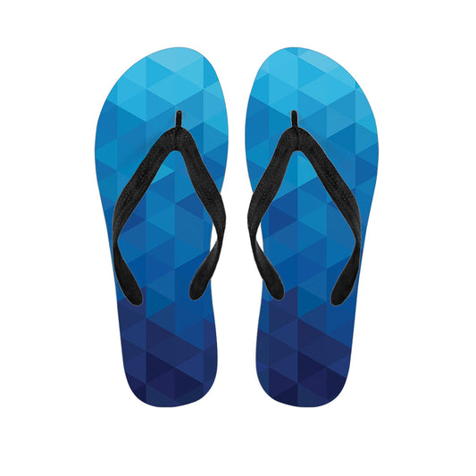 Blue Geometric Triangle Pattern Hawaiian Flip Flops: The Perfect Addition to Your Island Outfit - 1