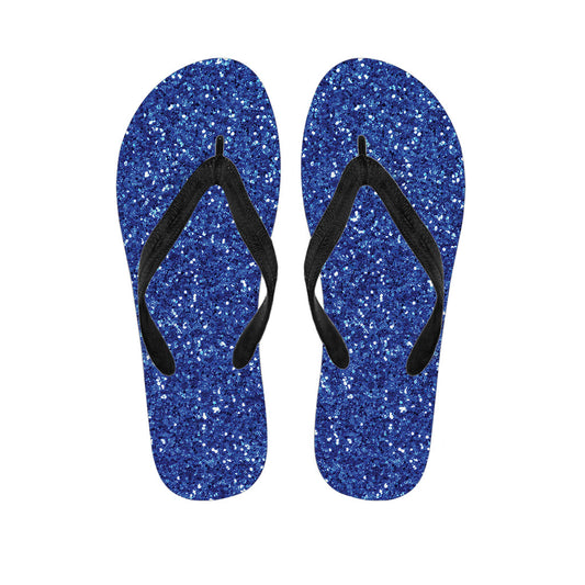 Blue Glitter Print Hawaiian Flip Flops: The Perfect Addition to Your Island-Inspired Outfit - 1