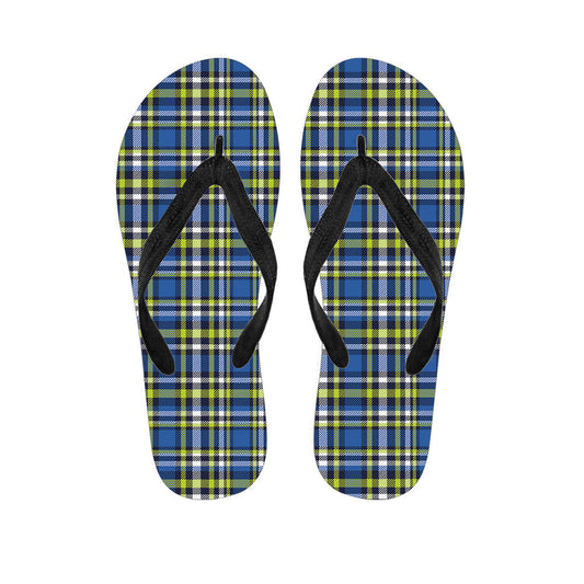Island Breeze Blue Green and White Plaid Hawaiian Flip Flops - 1