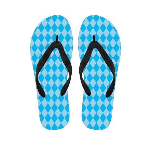 Blue Harlequin Pattern Hawaiian Flip Flops: Step Out in Island Style - 1