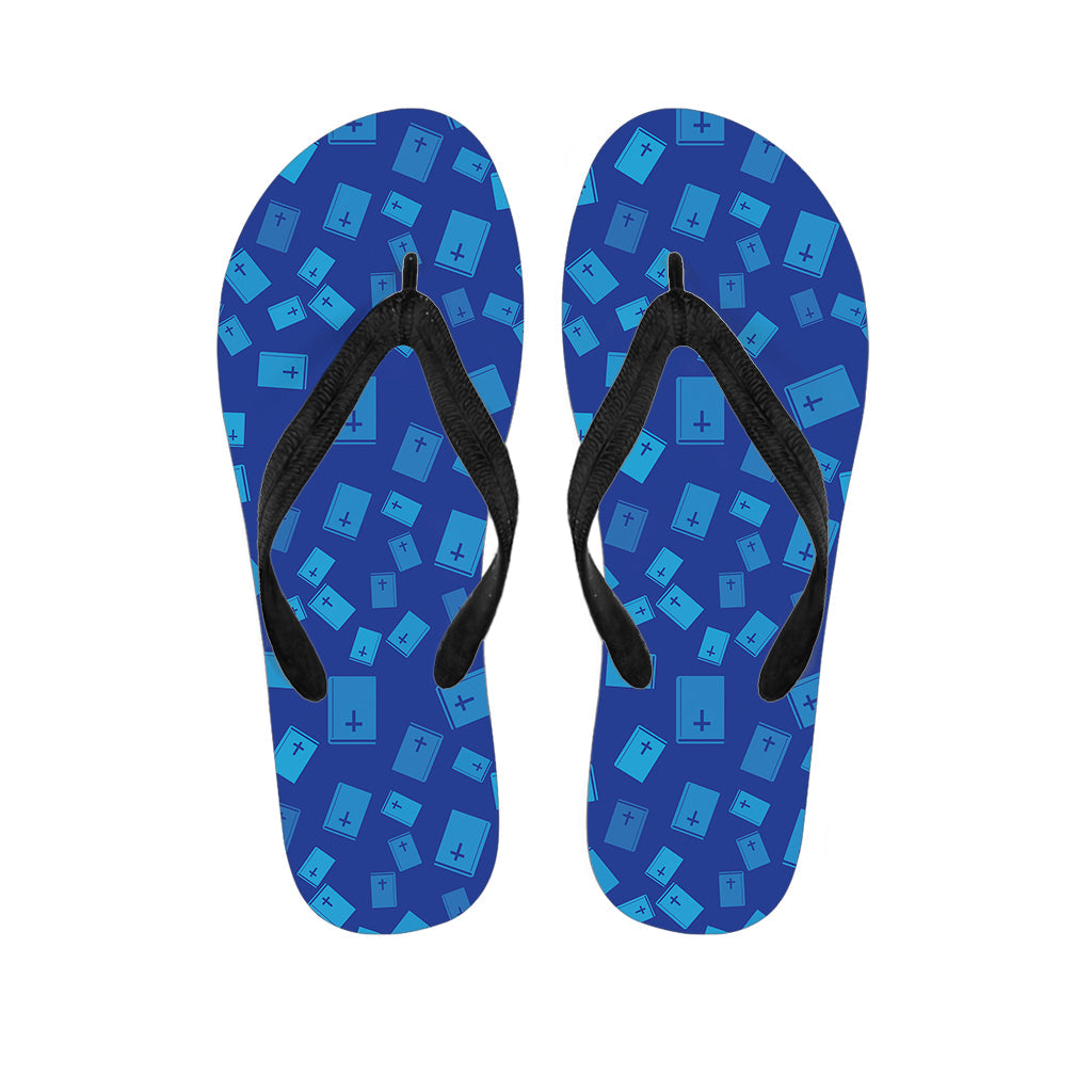 Blue Holy Bible Pattern Hawaiian Flip Flops: Walk in Paradise - 1