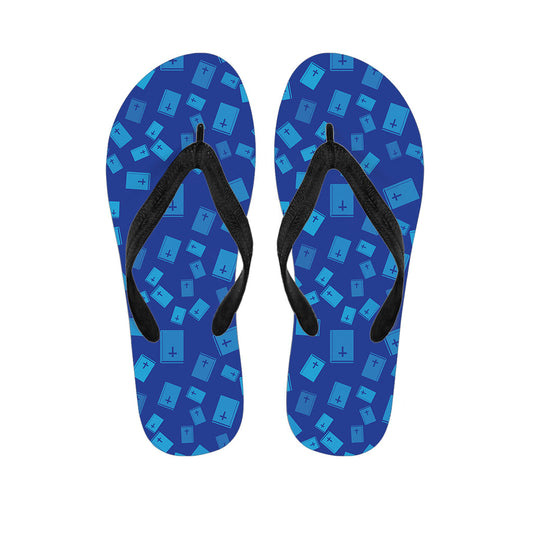 Blue Holy Bible Pattern Hawaiian Flip Flops: Walk in Paradise - 1