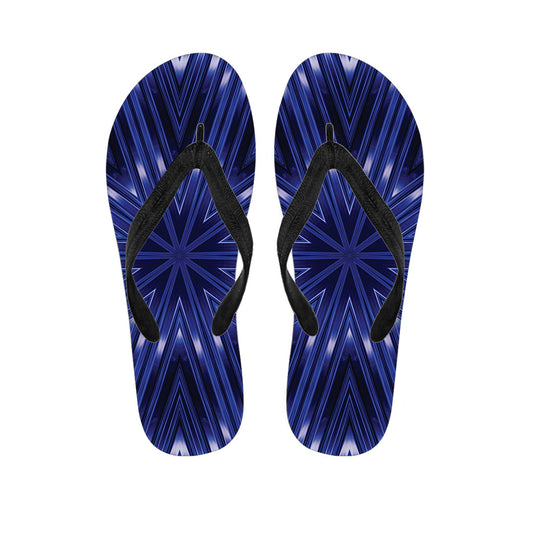Blue Kaleidoscope Print Hawaiian Flip Flops: Perfect for Your Island Outfit - 1