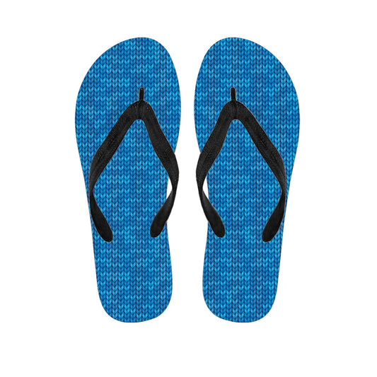 Blue Knitted Pattern Hawaiian Flip Flops: The Perfect Addition to Your Island Outfit - 1