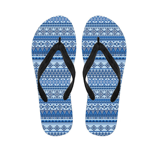 Blue Hawaiian Aztec Pattern Flip Flops: Embrace the Island Vibes - 1