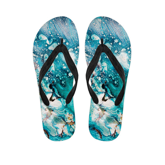 Blue Ocean Acid Melt Hawaiian Flip Flops: Complement Your Tropical Outfit in Style - 1