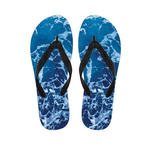 Blue Ocean Print Hawaiian Flip Flops: The Perfect Addition to Your Hawaiian Outfit - 1