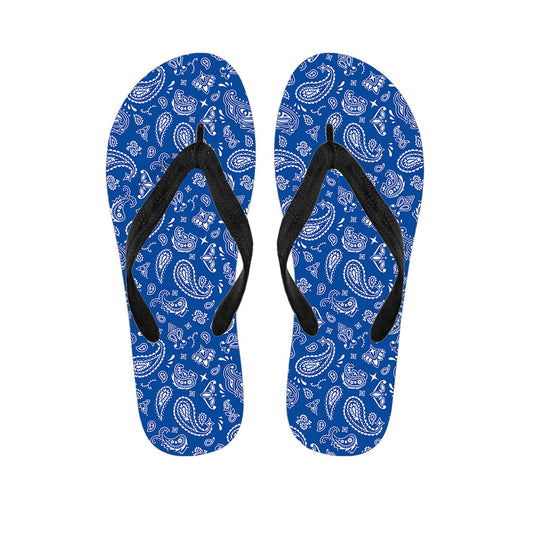 Blue Paisley Bandana Pattern Hawaiian Flip Flops: Step Out in Style! - 1