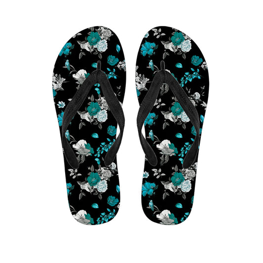 Blue Peony and Grey Rose Hawaiian Flip Flops for the Ultimate Island Style - 1