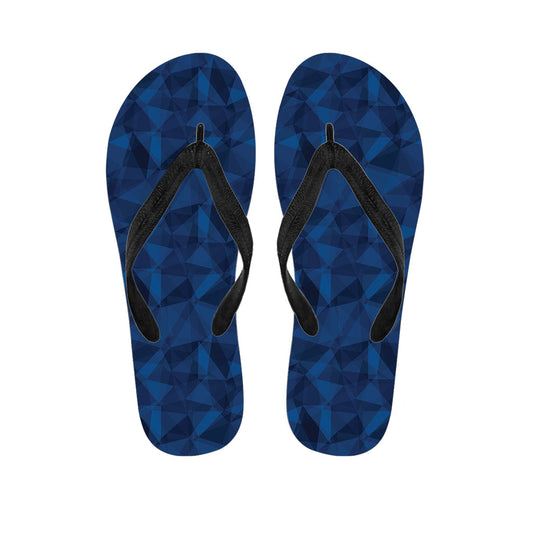 Blue Polygonal Geometric Print Hawaiian Flip Flops - Perfect for Your Island Outfit! - 1