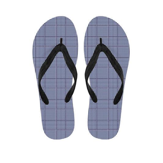 Blue Prince of Wales Check Print Hawaiian Flip Flops: Soak Up the Aloha Spirit in Style - 1