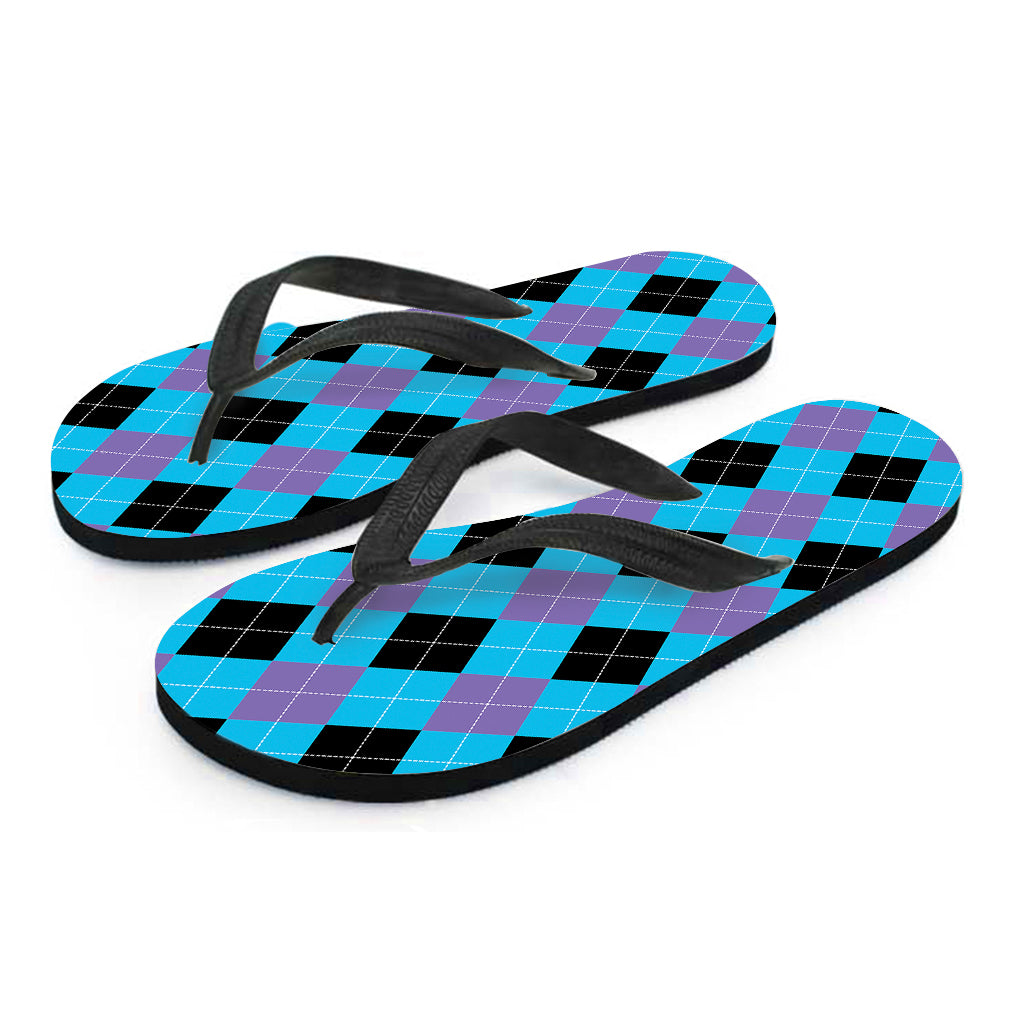 Blue, Purple, and Black Argyle Print Hawaiian Flip Flops - Get Your Island Style On - 2