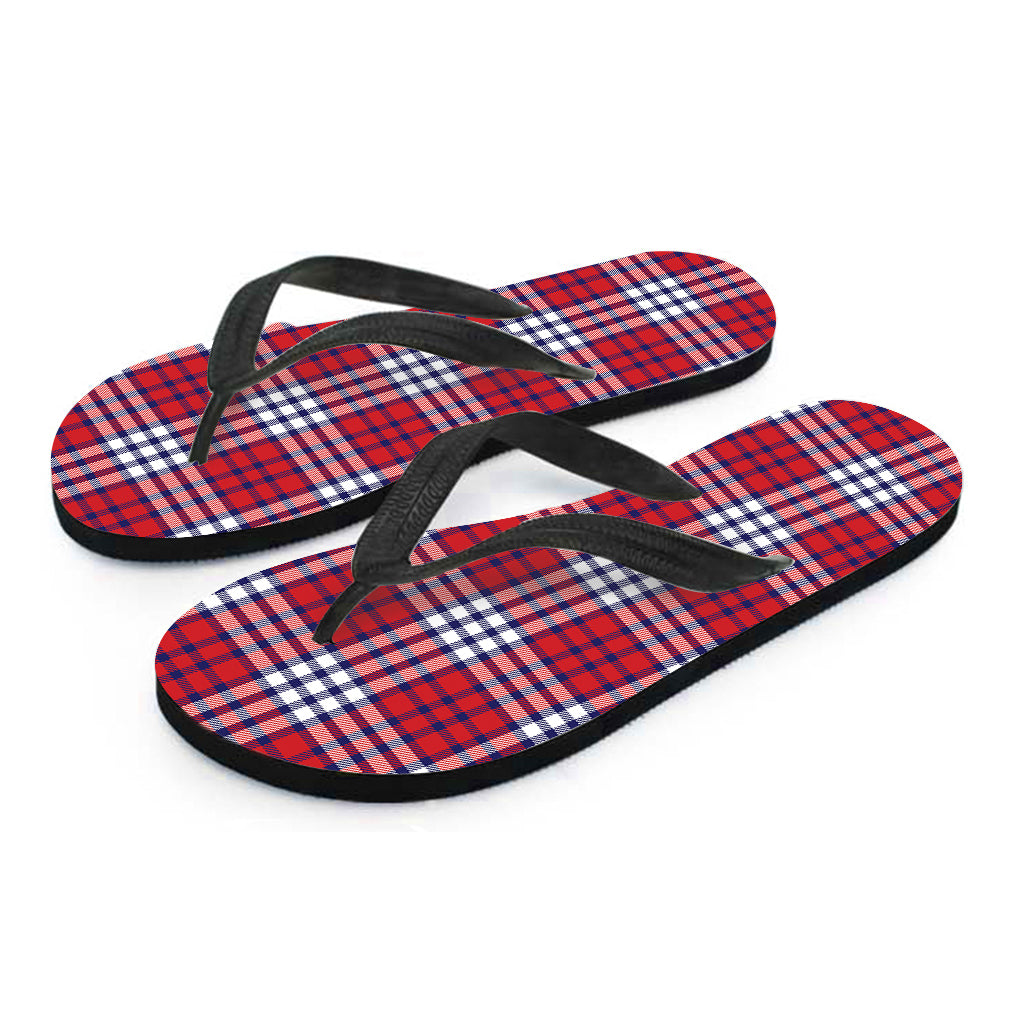 Blue, Red, and White USA Plaid Hawaiian Flip Flops: Perfect for Your Island Outfit! - 2