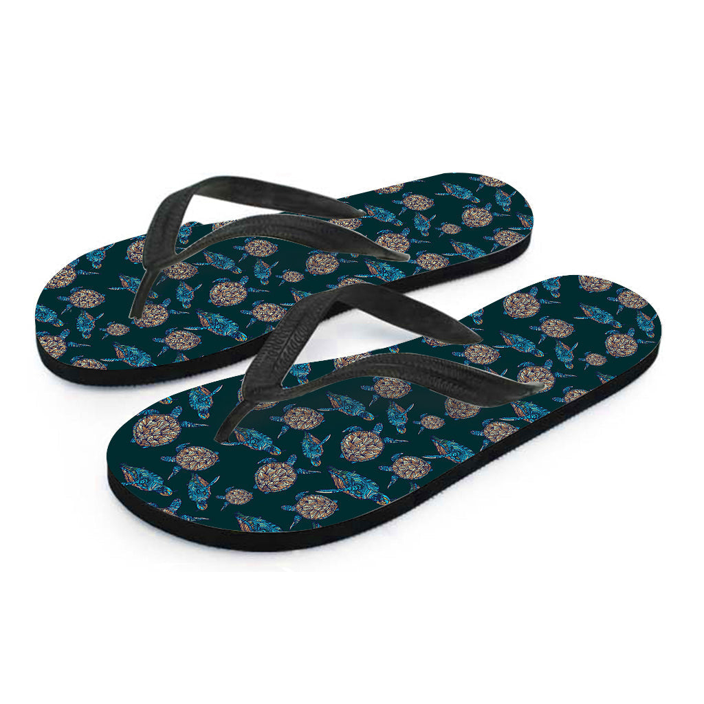 Sea Turtle Print Hawaiian Outfit with Matching Flip Flops - 2