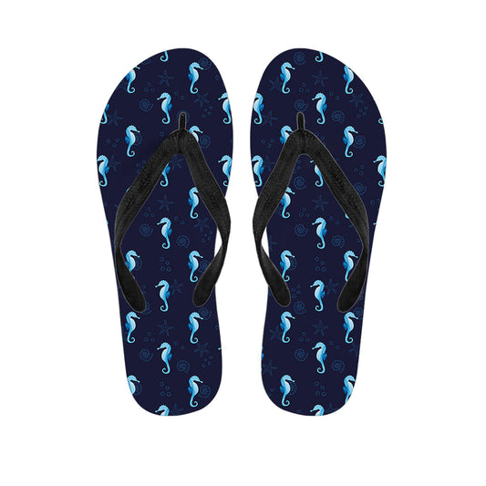 Blue Seahorse Paradise: Hawaiian Outfit with Matching Flip Flops - 1