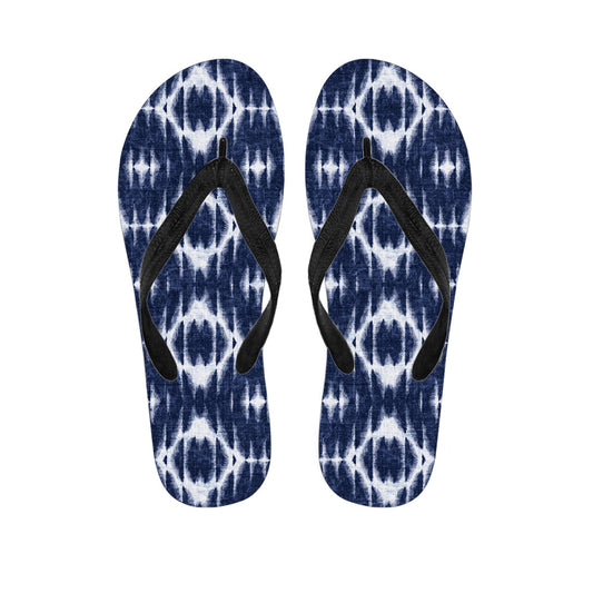 Blue Shibori Print Hawaiian Flip Flops: The Perfect Accessory for Your Island Outfit - 1