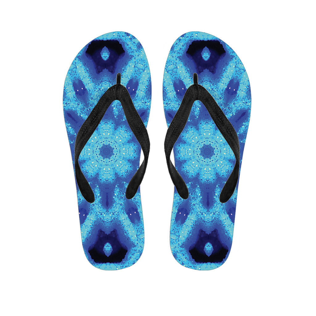 Blue Snowflake Kaleidoscope Print Hawaiian Flip Flops: The Perfect Addition to Your Hawaiian Outfit! - 1