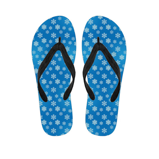 Blue Snowflake Pattern Hawaiian Flip Flops: Embrace the Aloha Spirit in Style - 1