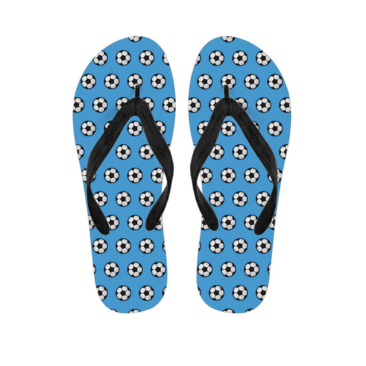Blue Soccer Ball Pattern Hawaiian Flip Flops - Step Up Your Island Style! - 1