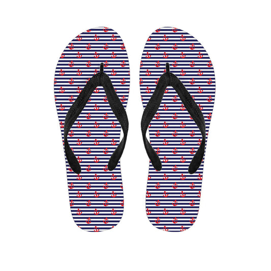 Blue Striped Nautical Anchor Hawaiian Flip Flops: Walk the Aloha Way - 1