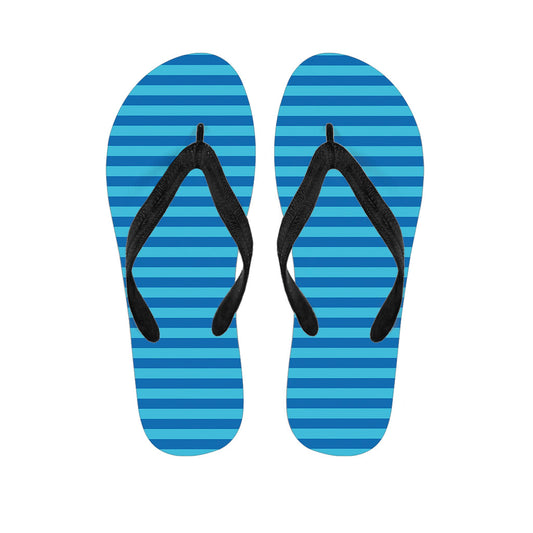 Blue Striped Hawaiian Print Flip Flops: Perfect for Your Island Outfit - 1