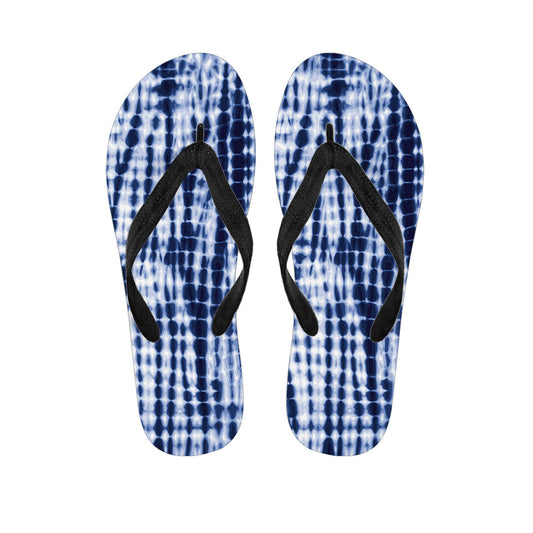 Blue Tie Dye Shibori Print Hawaiian Flip Flops: Stylish Island Footwear - 1