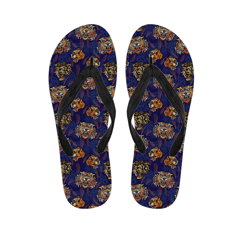 Blue Tiger Tattoo Pattern Hawaiian Flip Flops: Embrace the Aloha Spirit! - 1