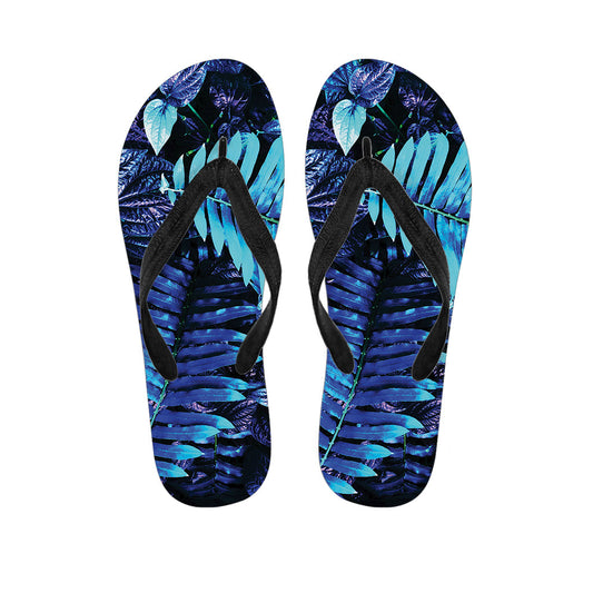 Blue Tropical Leaves Hawaiian Flip Flops: Perfect for Your Island Outfit! - 1