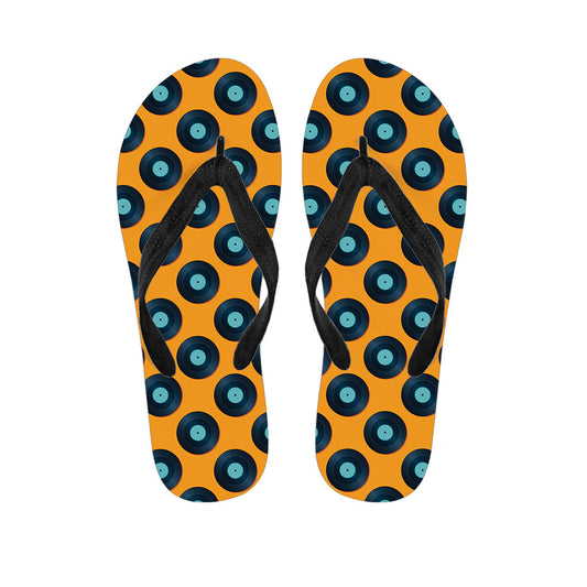 Blue Vinyl Record Pattern Hawaiian Flip Flops: The Ultimate Island Style - 1