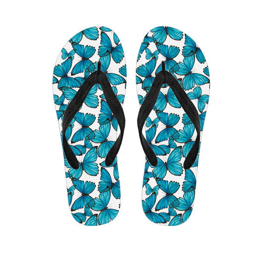 Blue Watercolor Butterfly Hawaiian Flip Flops - 1