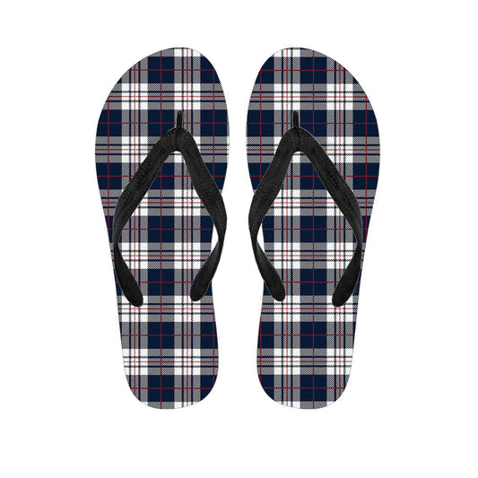 Blue, White, and Red Tartan Hawaiian Flip Flops: Perfect for Your Island Outfit - 1