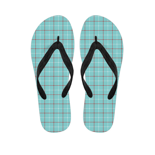 Blue, White, and Red Tattersall Print Hawaiian Flip Flops: Embrace the Aloha Spirit! - 1