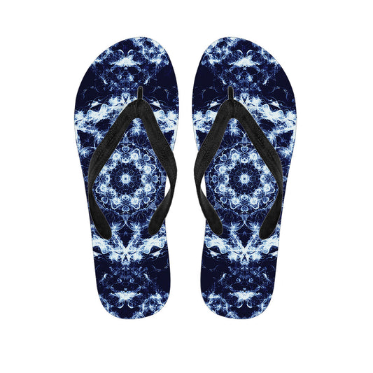Blue Winter Mandala Print Hawaiian Flip Flops: Embrace Island Style - 1