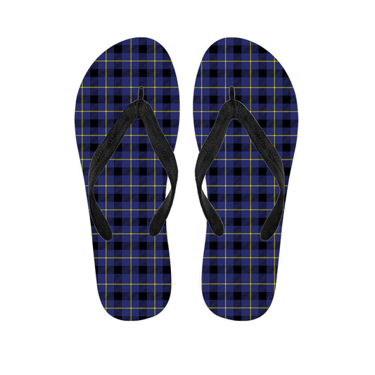 Blue, Yellow, and Black Plaid Hawaiian Flip Flops: The Perfect Island Vibe - 1