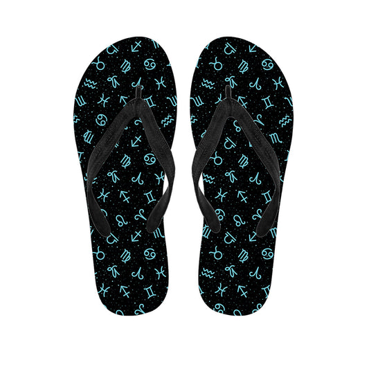 Blue Zodiac Symbols Hawaiian Flip Flops: The Perfect Pair for Your Hawaiian Outfit - 1