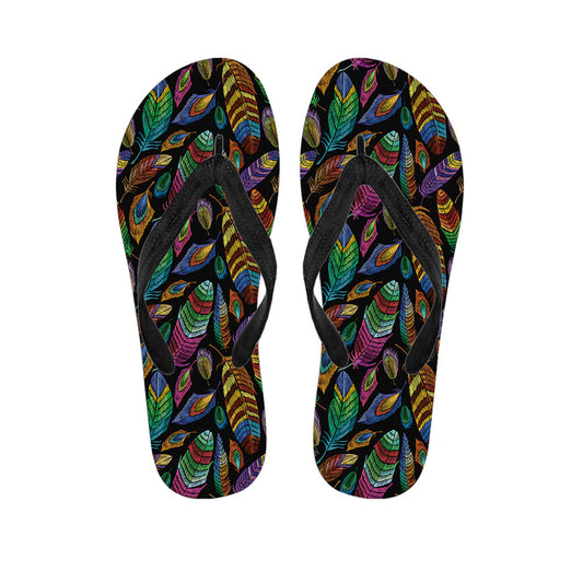 Bohemian Feather Pattern Hawaiian Flip Flops: Complete Your Island Outfit - 1