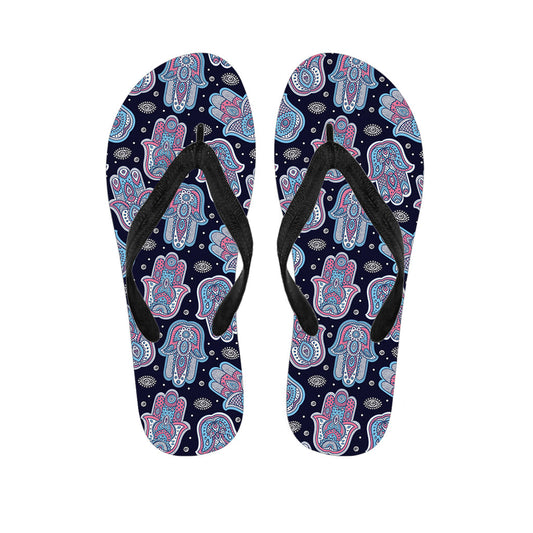 Boho Hamsa Pattern Hawaiian Flip Flops: Embrace Island Style - 1