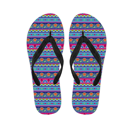 Hawaiian Lotus Pattern Flip Flops: Embrace Bohemian Style - 1