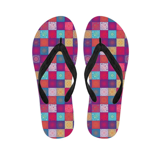 Boho Mandala Patchwork Pattern Hawaiian Flip Flops - 1