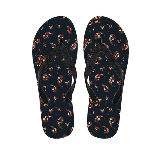 Paisley Paradise: Hawaiian Outfit Essentials with Boho Paisley Flower Flip Flops - 1