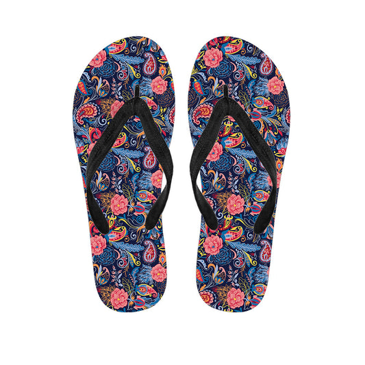 Paisley Paradise: Hawaiian Outfit with Boho Paisley Pattern Flip Flops - 1