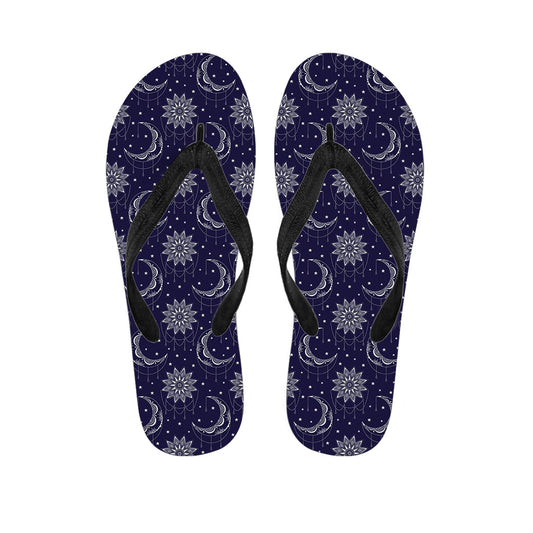 Boho Sun and Moon Pattern Hawaiian Flip Flops: The Perfect Island Outfit Addition - 1