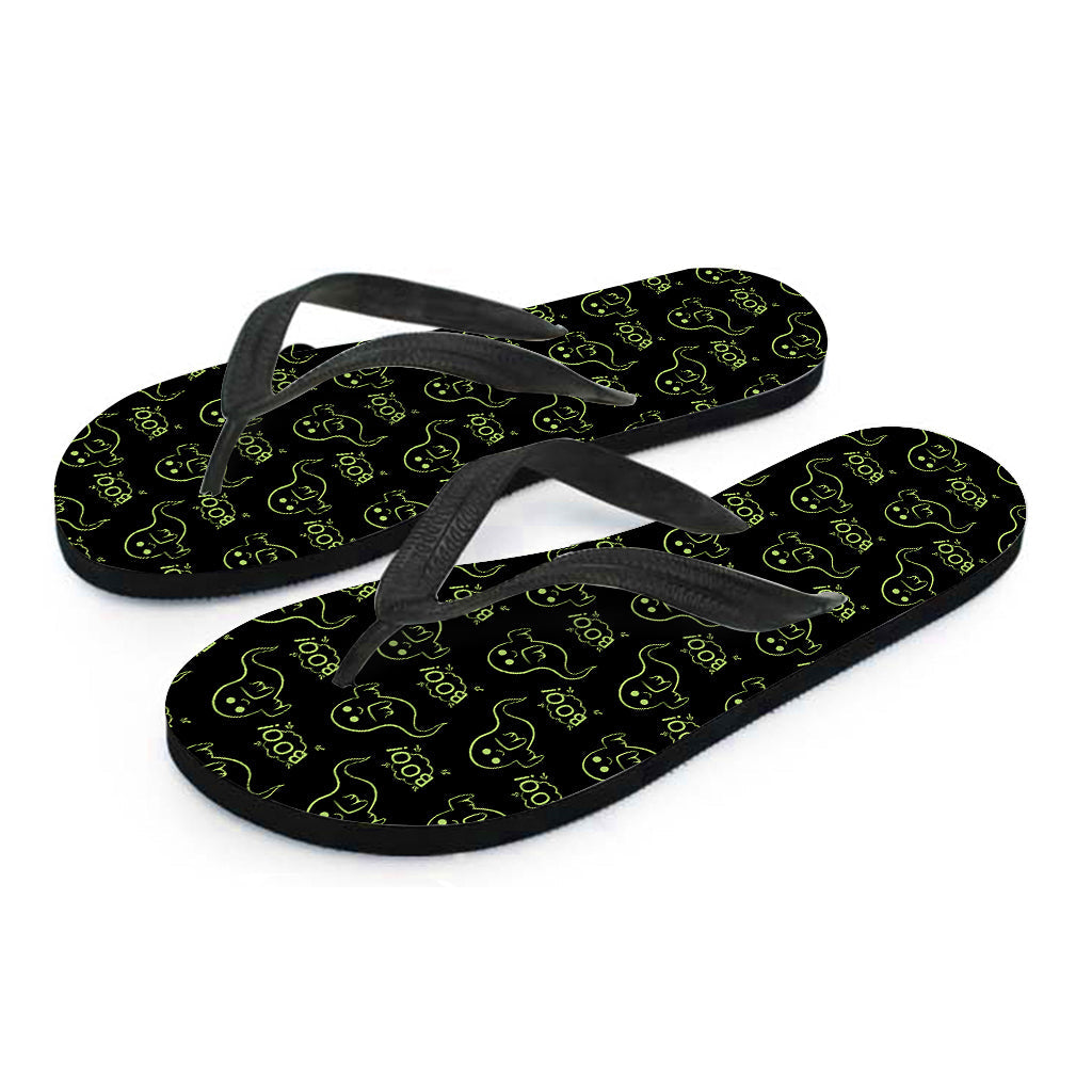 Boo-tiful Hawaiian Ghost Pattern Flip Flops: The Perfect Addition to Your Island Outfit - 2