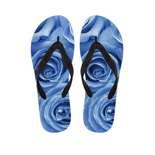 Blue Rose Print Hawaiian Flip Flop Ensemble - 1