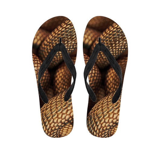 Bronze Snake Print Hawaiian Flip Flops: Complete Your Island Look! - 1